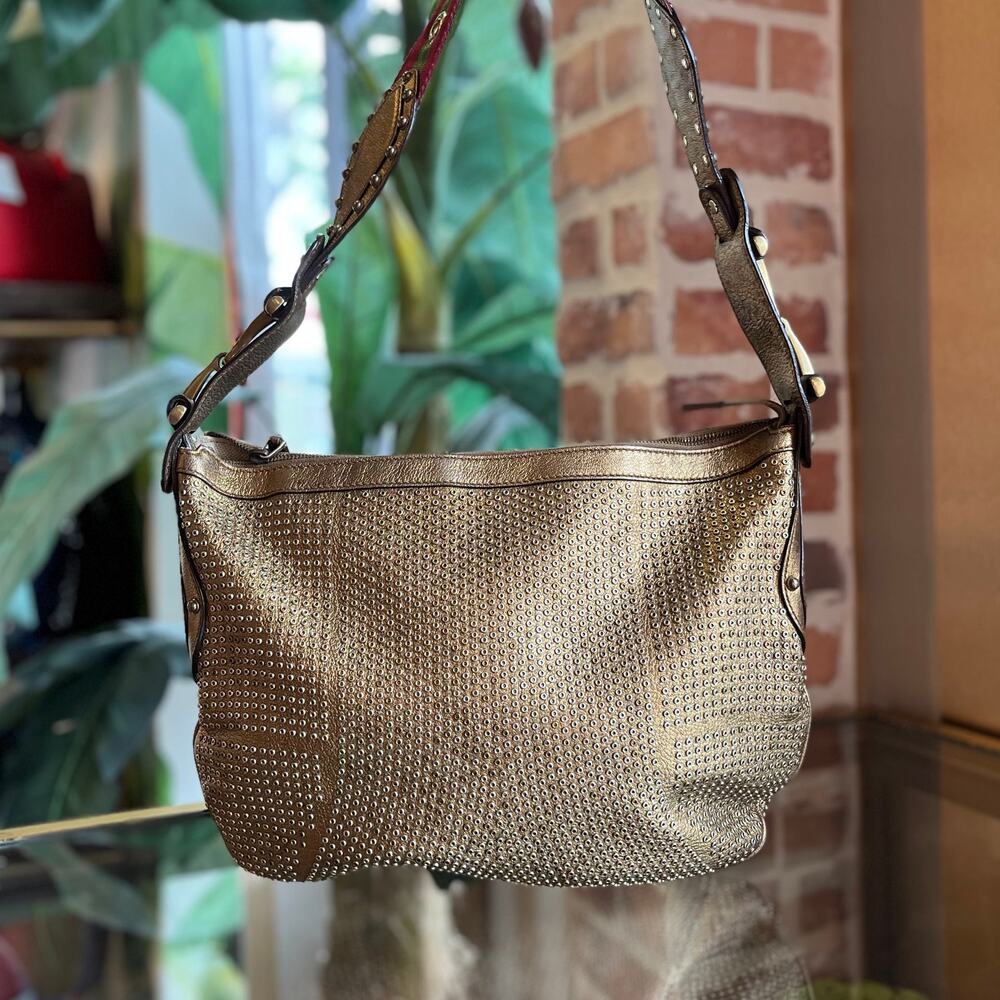 GUCCI Pelham Gold Leather Sudded Hobo Bag